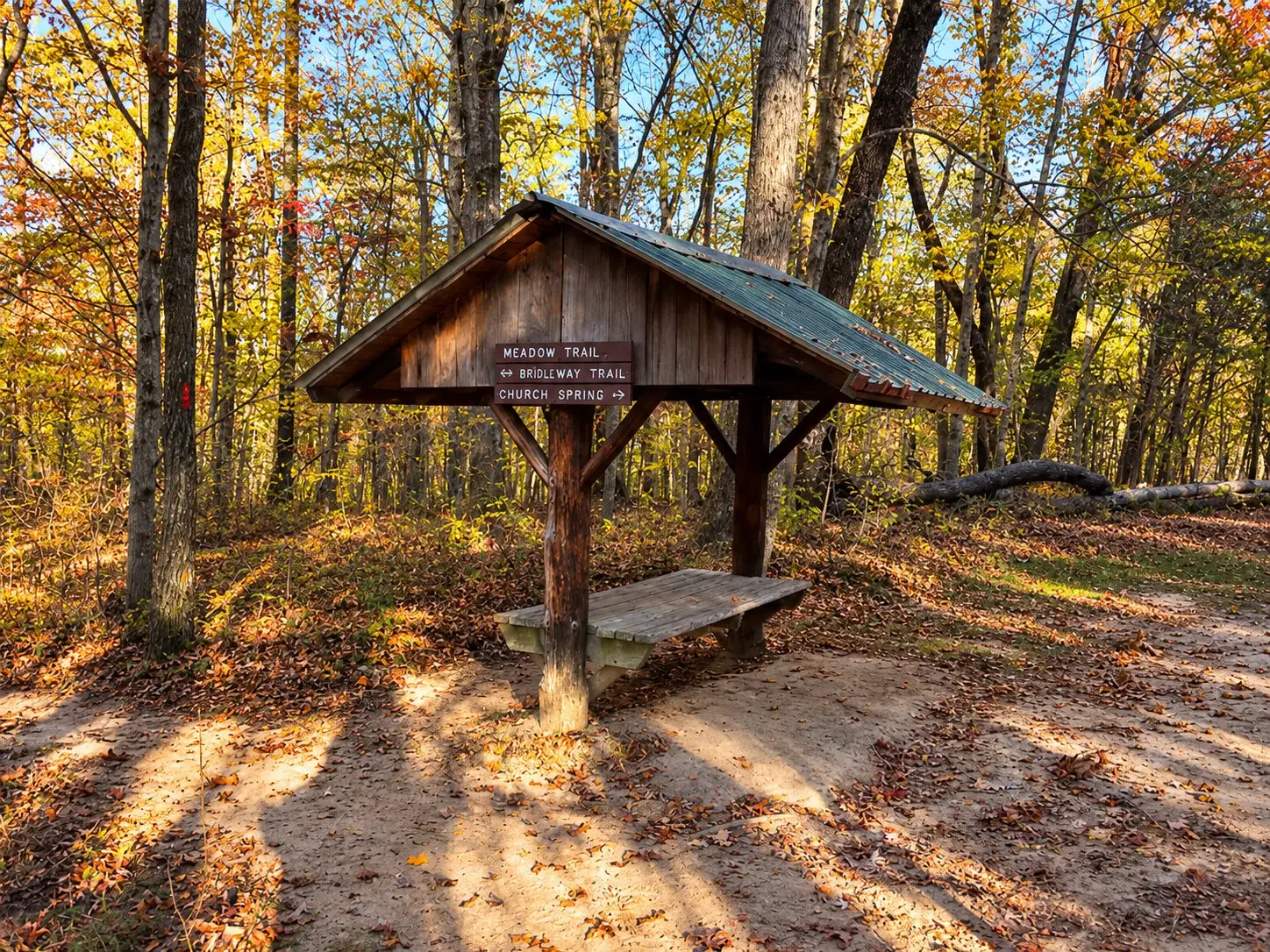 Woodland trail shelter at Montgomery Bell